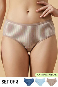 Zivame Medium Rise Full Coverage Hipster Panty (Pack of 3) - Multicolor — thumbnail 1